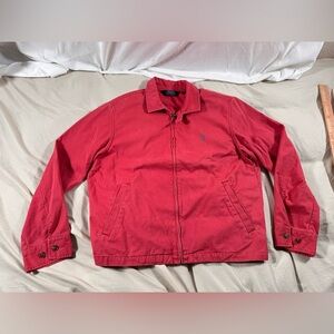 Polo Ralph Lauren Hot Pink Large Harrington Y2K Full Zip Jacket Blue Pony